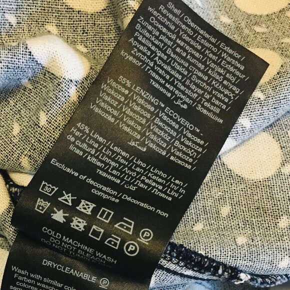 Linen Blend Polka Dot Button Down Puff Sleeve Maxi Dress - Picture 16 of 16